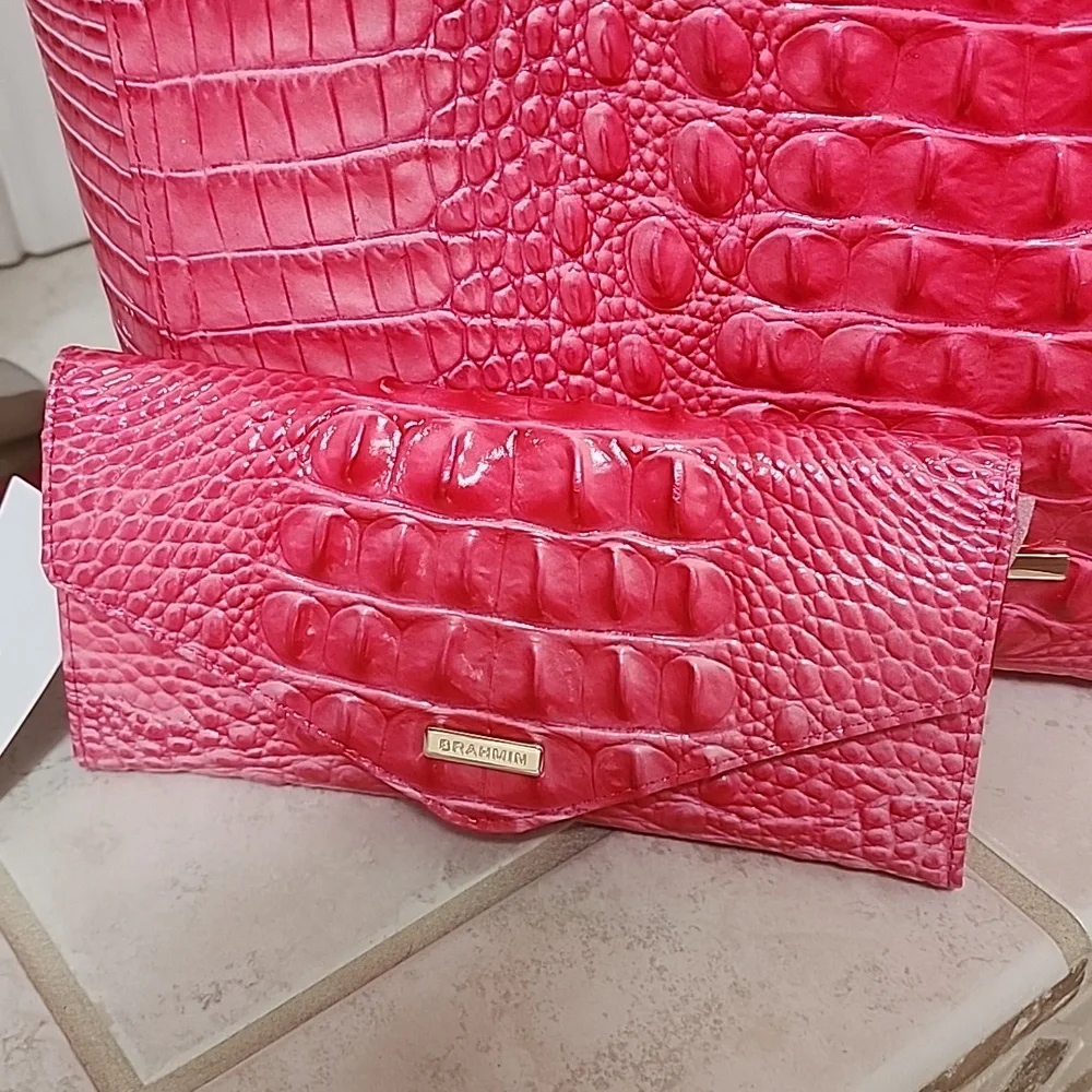 🛍🩷 BRAHMIN APRIL PINK COSMO TOTE & VERONICA WALLET 🩷🛍